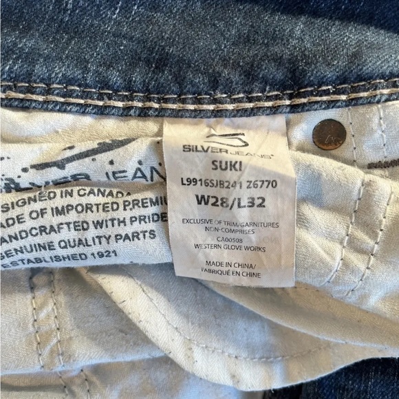 Silver Jeans Bootcut Denim Suki Thick Stitch Distressed Jeans Women 28X32 - Picture 3 of 4